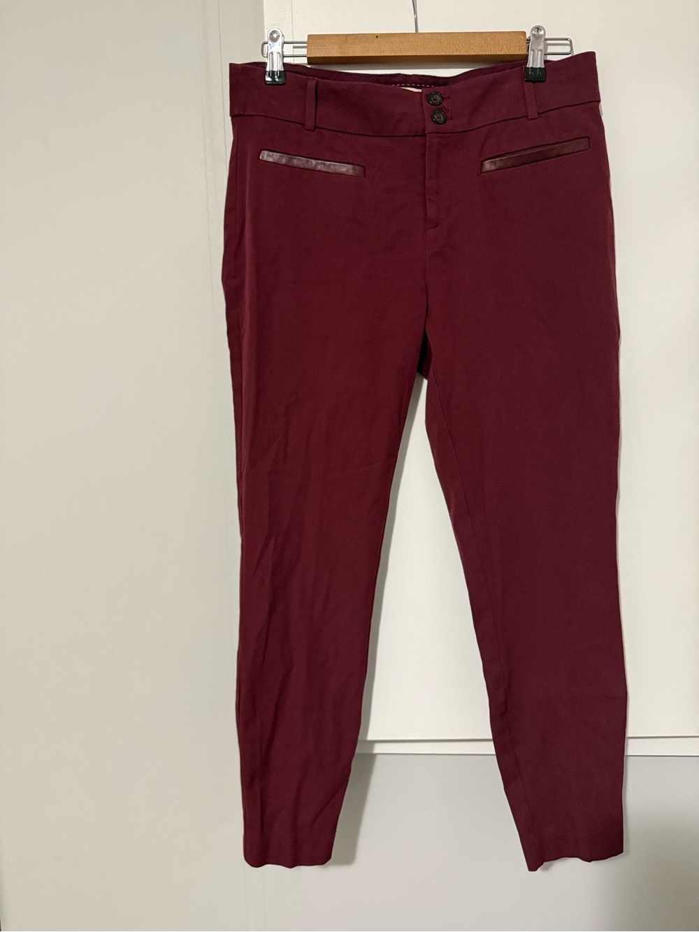 227. $128 Anthropologie Essential SlimWomen’s Burgundy Dress Pants Cotton Blend